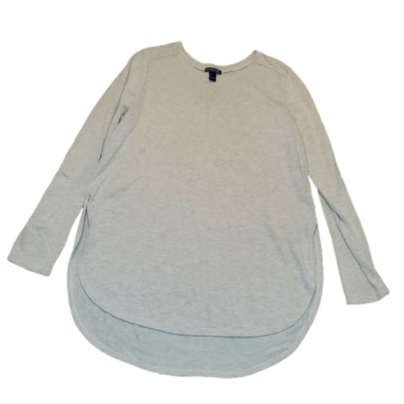 Rounded Bottom Long Sleeve Oatmeal Colored Top with Split Sides Large - Picture 1 of 10